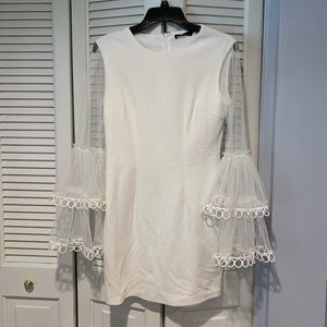 INA white long sleeve mini dress